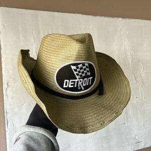 Detroit Vintage Patch Straw Hat Michigan Logo Faster Horses Nash Vegas